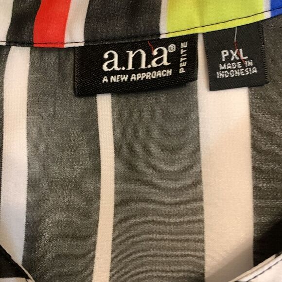 A.n.a. Size XL Petite button up multi color/stripe blouse - Picture 5 of 9